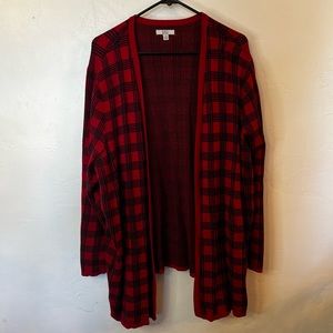 Pre-Loved (GUC) Croft & Barrow Red and Black Plaid Cardigan Size 3X